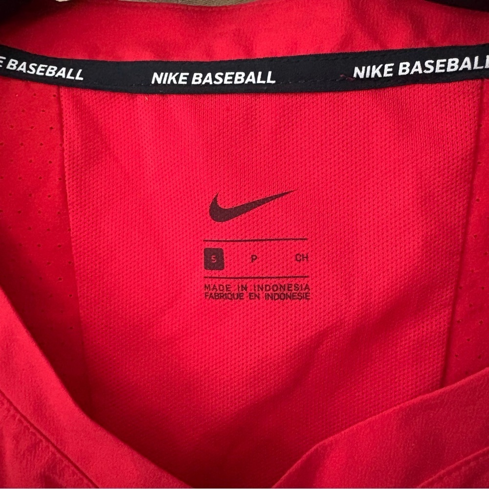 NIKE sz S 3/4 Sleeve Baseball Red Hot Jacket Pullover Zipper Pocket 897383 - Picture 6 of 7